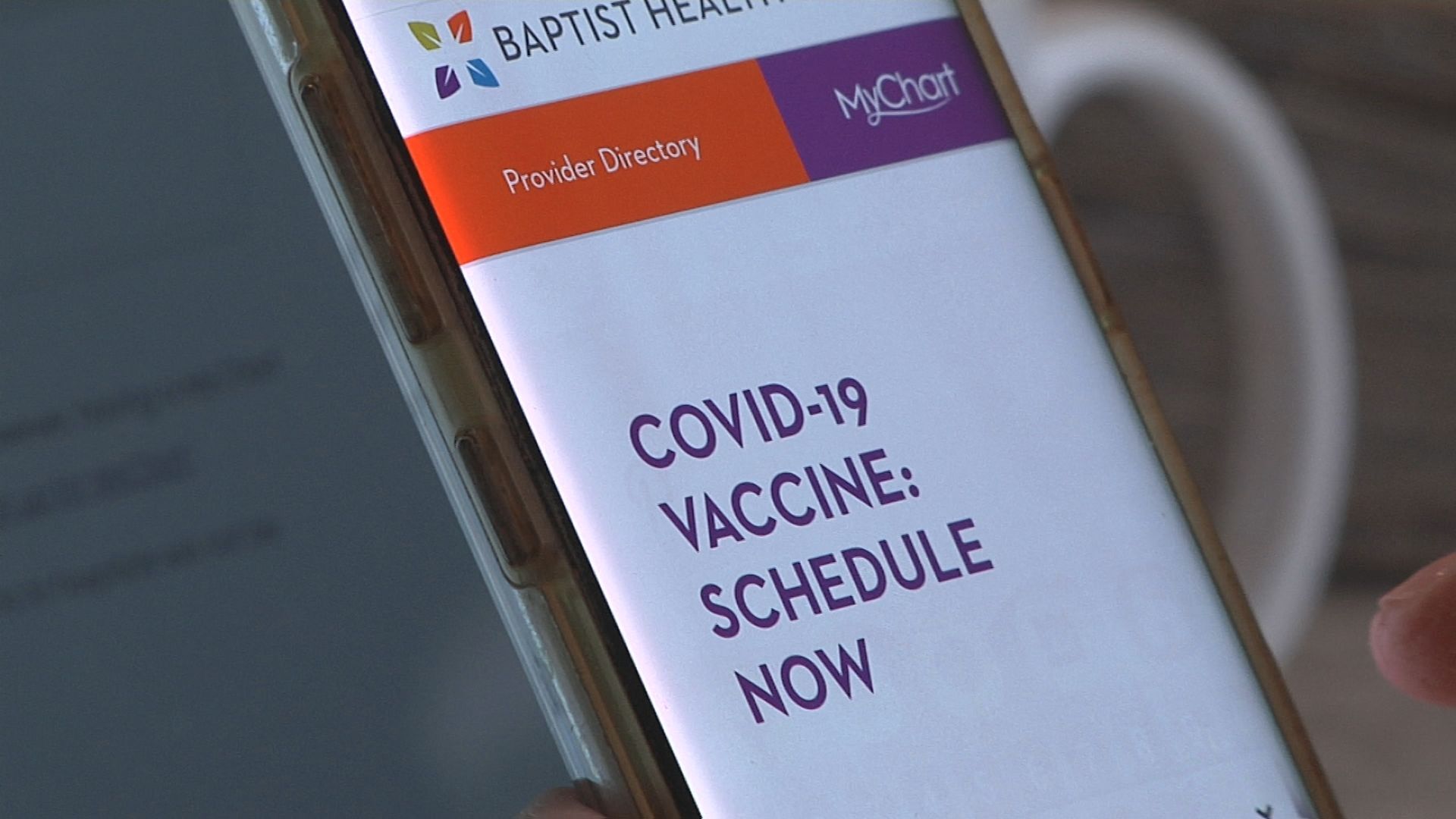 Baptist Vaccine Scheduling website